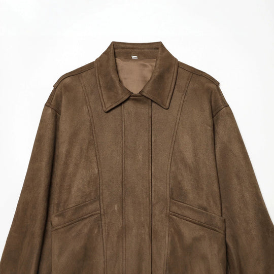 Damen Cropped Blousonjacke im Wildleder‑Look mit Hemdkragen, Epauletten und elastischem Bund Nord Taschen