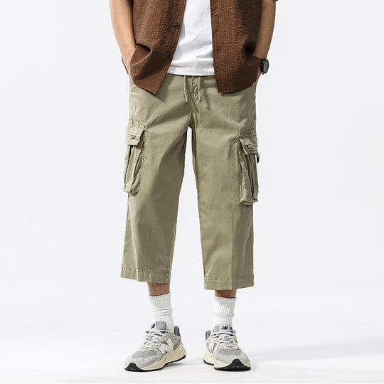Herren halblange Utility-Cargohose aus Baumwoll-Twill mit weitem Bein und Multifachtaschen Nord Taschen