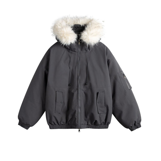 Damen Oversize-Parka im Bomberstil mit abnehmbarer Kunstfellkapuze Nord Taschen