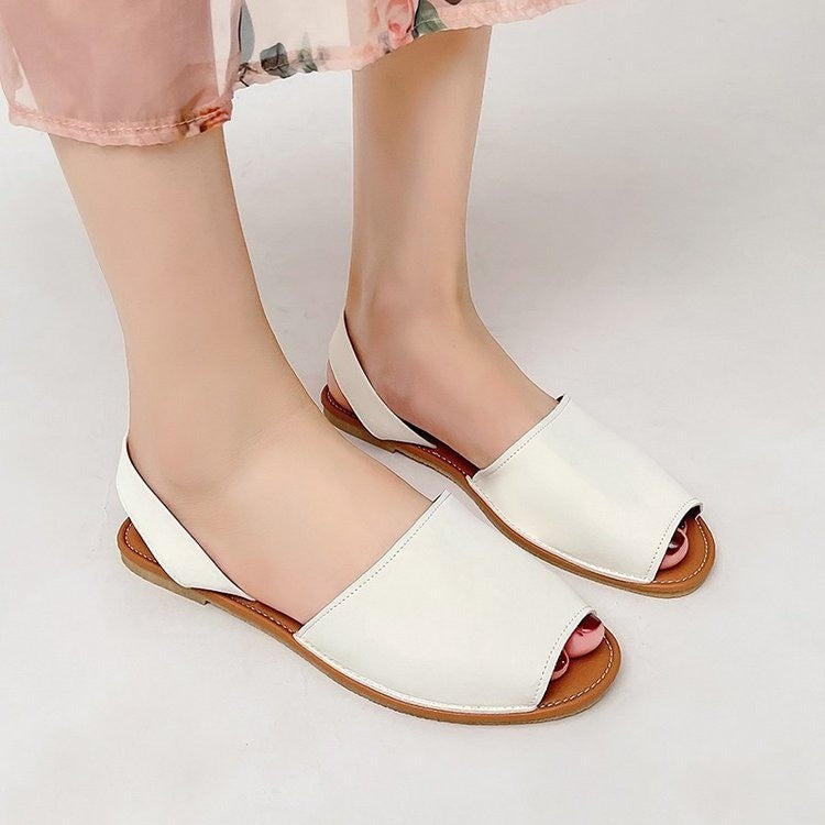 Damen Offene Slingback Sandalen aus hochwertigem Leder mit komfortablem Fußbett