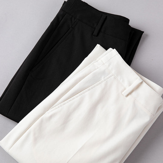 Damen Hochtaillierte gerade geschnittene Chino-Hose mit Bügelfalte Nord Taschen
