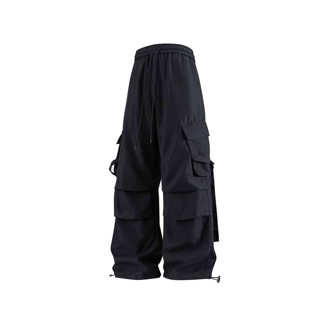 Herren Baggy‑Cargo‑Hose mit modularen Klappfächern, Band‑Details und Kordelbund Nord Taschen