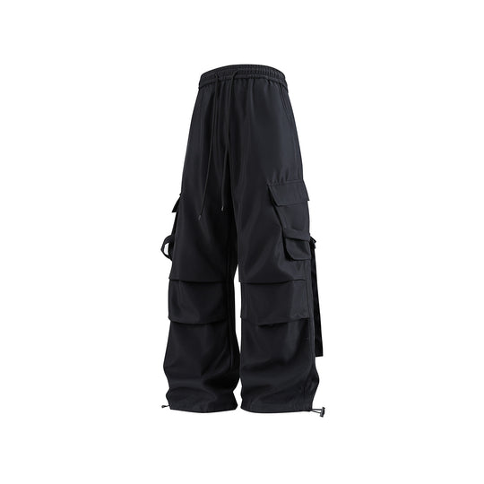Herren Baggy‑Cargo‑Hose mit modularen Klappfächern, Band‑Details und Kordelbund Nord Taschen