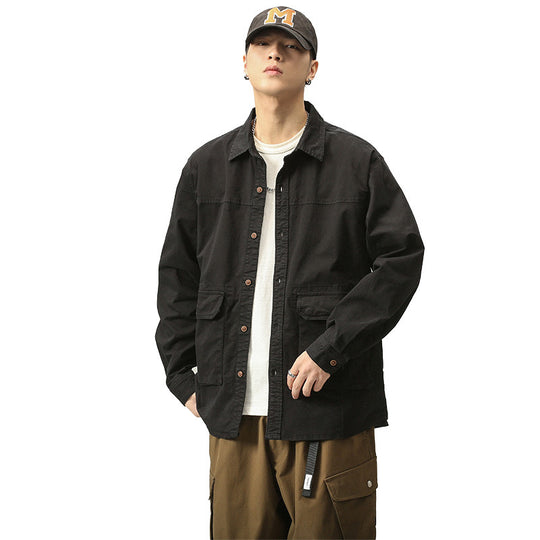 Herren Overshirt‑Fieldjacke im Utility‑Canvas mit großen Klapptaschen und Hemdkragen Nord Taschen