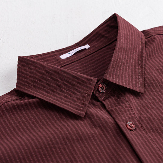 Herren Struktur-Overshirt aus atmungsaktivem Baumwollmix mit feinem Streifenrelief und Brusttasche Nord Taschen