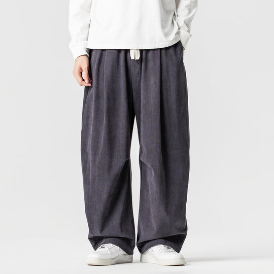 Herren weite Cordhose mit Tunnelzug, Bundfalten und relaxed Fit Nord Taschen