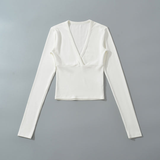 Damen Wickelshirt mit V-Ausschnitt und taillierter Teilungsnaht Nord Taschen