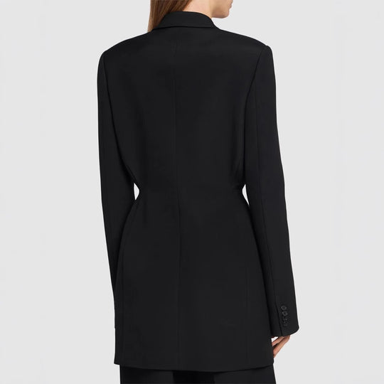 Damen Einreihiger Longblazer mit taillierter Silhouette und weiter Palazzohose Nord Taschen