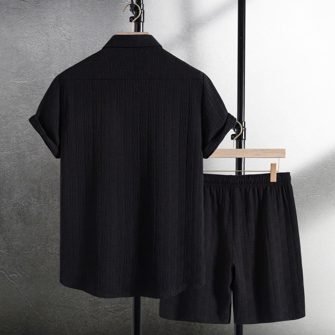 Damen Kurzarmhemden mit strukturiertem Muster und bequemen Shorts Nord Taschen