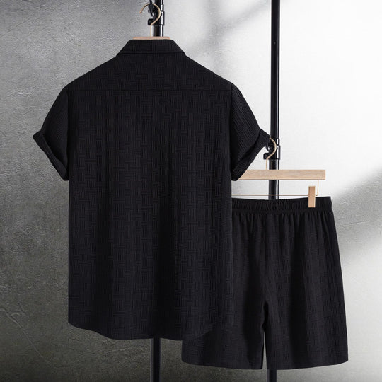 Damen Kurzarmhemden mit strukturiertem Muster und bequemen Shorts Nord Taschen