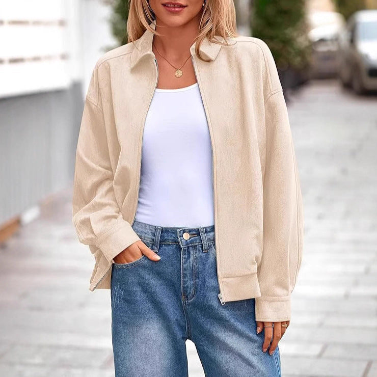 Damen lässige Übergangsjacke mit hohem Kragen und Reißverschluss Nord Taschen