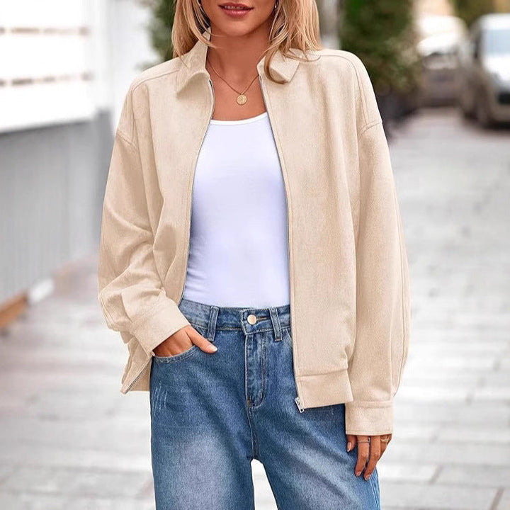 Damen lässige Übergangsjacke mit hohem Kragen und Reißverschluss Nord Taschen