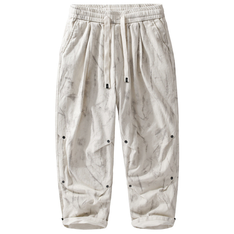 Herren Weite Baggy-Cargohose mit Marmor-Print und Kordelzug Nord Taschen