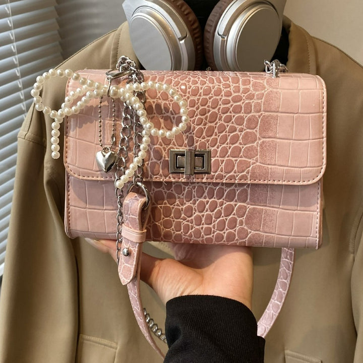 Damen elegante Kettenhandtasche mit strukturiertem Krokodil-Design Nord Taschen