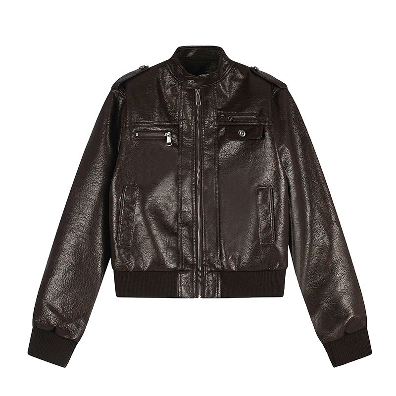 Herren Lederoptik-Bomberjacke Nord Taschen