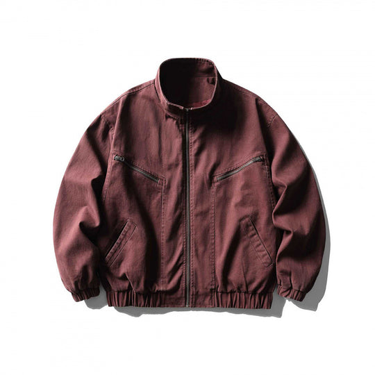 Unisex Kastenförmige Zip-Blousonjacke aus Canvas mit Stehkragen, schrägen Reißverschlusstaschen und elastischem Saum Nord Taschen