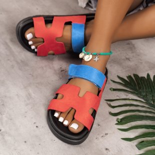 Damen Bequeme Zehentrenner-Sandalen mit breiten Riemen und rutschfester Sohle Nord Taschen