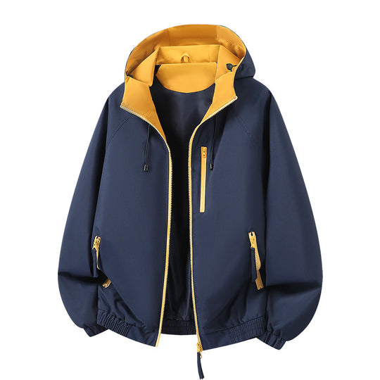 Damen Leichte Kapuzen‑Shelljacke im Urban‑Look mit kontrastfarbenem Futter, Reißverschlusstaschen und elastischem Bund Nord Taschen