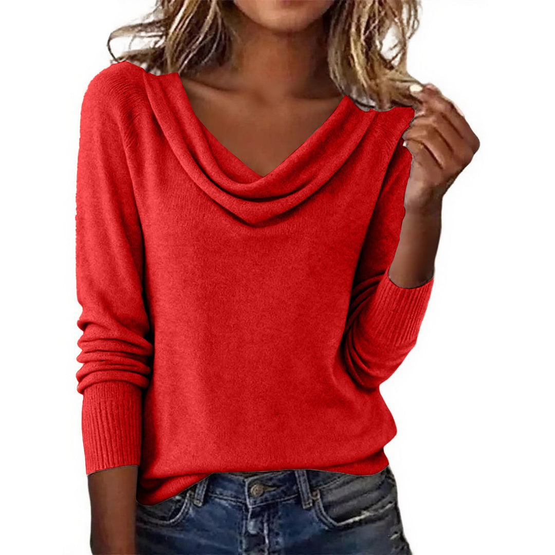 Damen Elegantes Cowlneck Pullover Nord Taschen