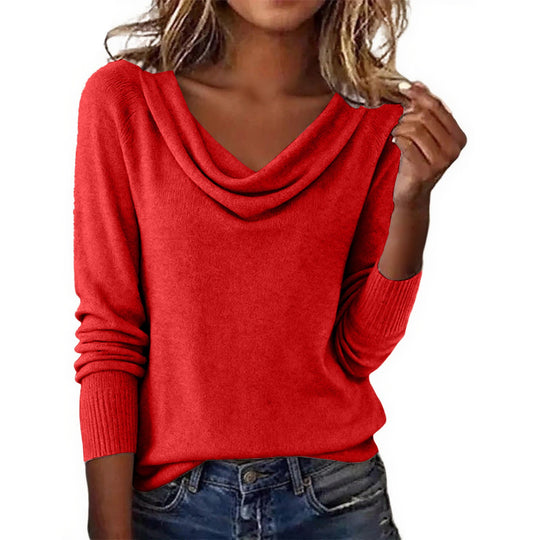 Damen Elegantes Cowlneck Pullover Nord Taschen