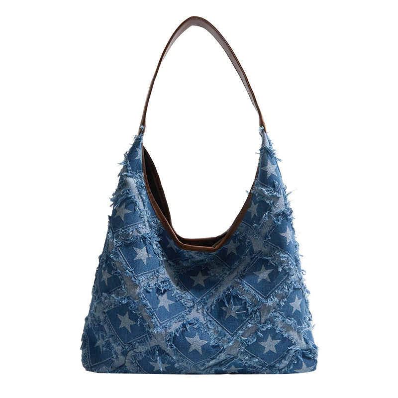 Damen Hobo-Tasche mit buntem Sternenmuster und fransigen Akzenten Nord Taschen