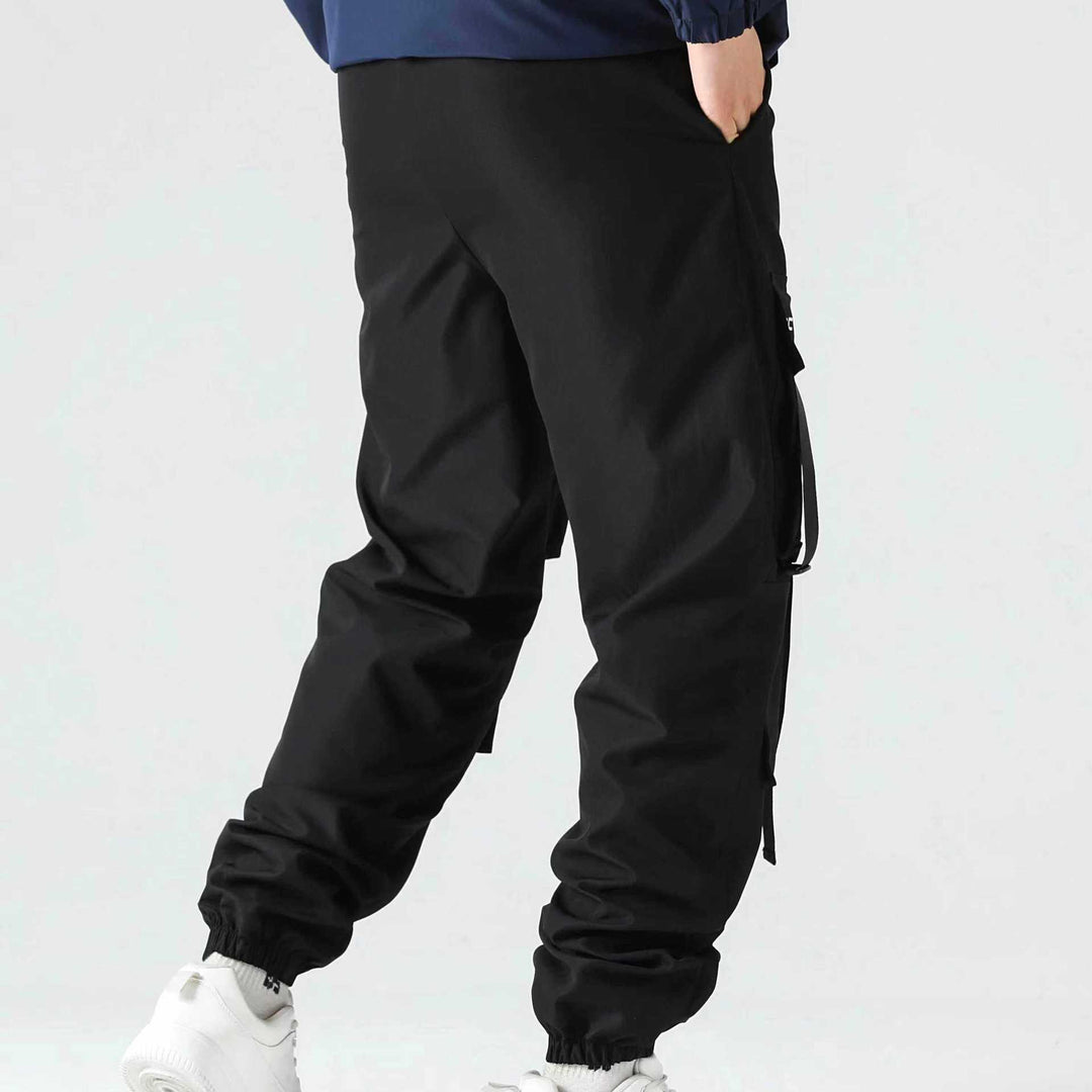 Herren Utility-Cargohose im Joggerstil mit Multifachtaschen, Ziergurten & Kordelbund Nord Taschen