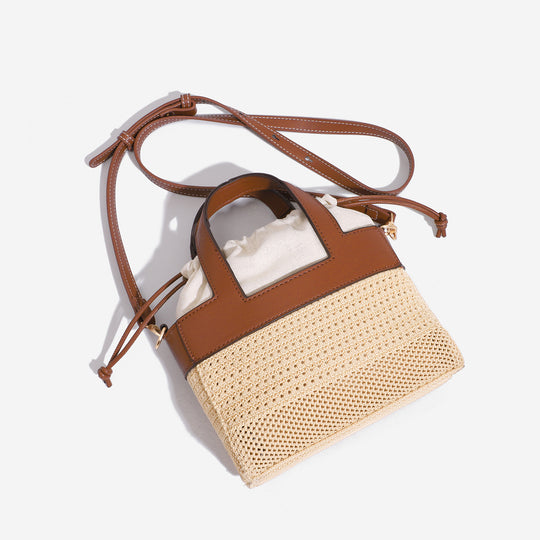 Damen Handtasche mit geflochtenem Design und stilvoll verstellbarem Kordelzug Nord Taschen