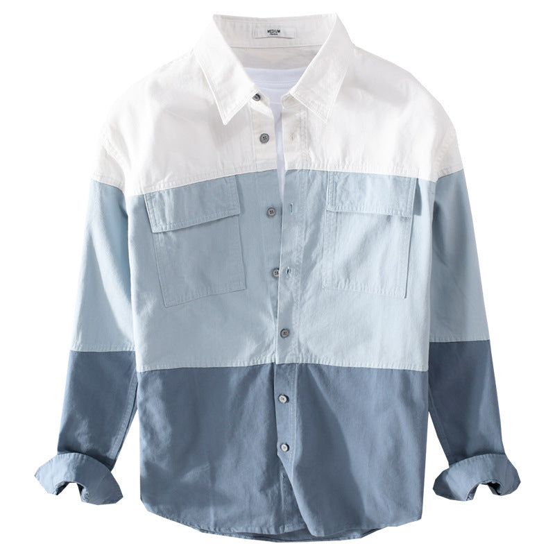 Herren Colorblock-Overshirt im Hemdjackenstil mit Brusttaschen und Relaxed-Fit Nord Taschen