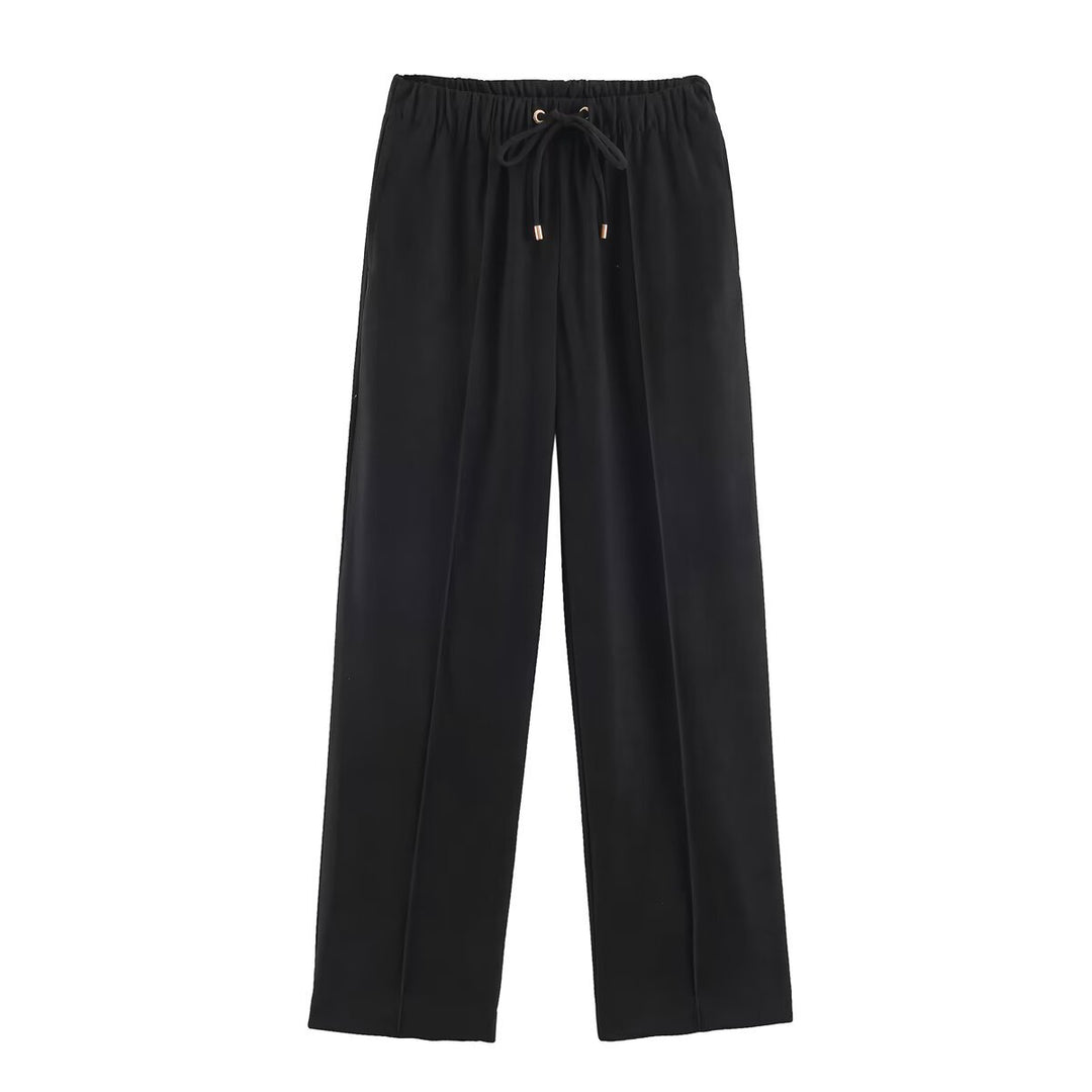 Damen Weite Velours‑Hose mit elastischem Tunnelzugbund und Bügelfalte Nord Taschen