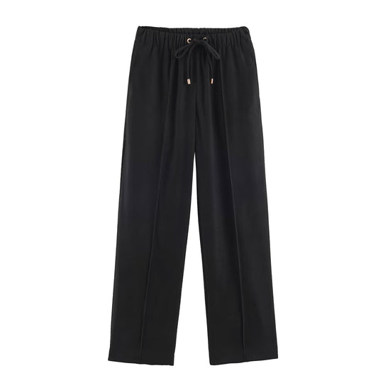 Damen Weite Velours‑Hose mit elastischem Tunnelzugbund und Bügelfalte Nord Taschen