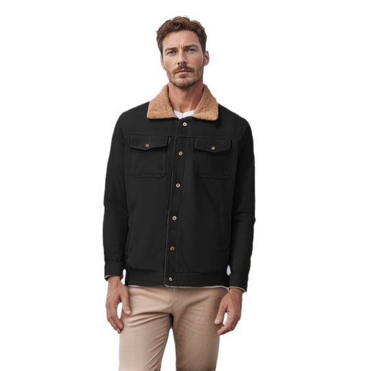 Herren Workwear-Jacke mit Teddykragen und Druckknopfleiste Nord Taschen