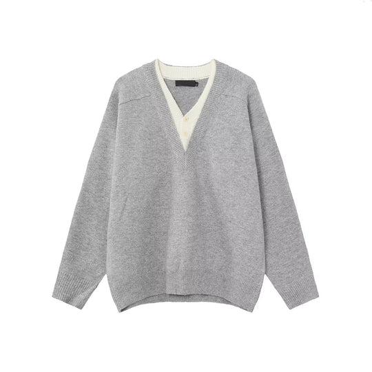 Herren Eleganter V-Ausschnitt Grobstrickpullover Nord Taschen