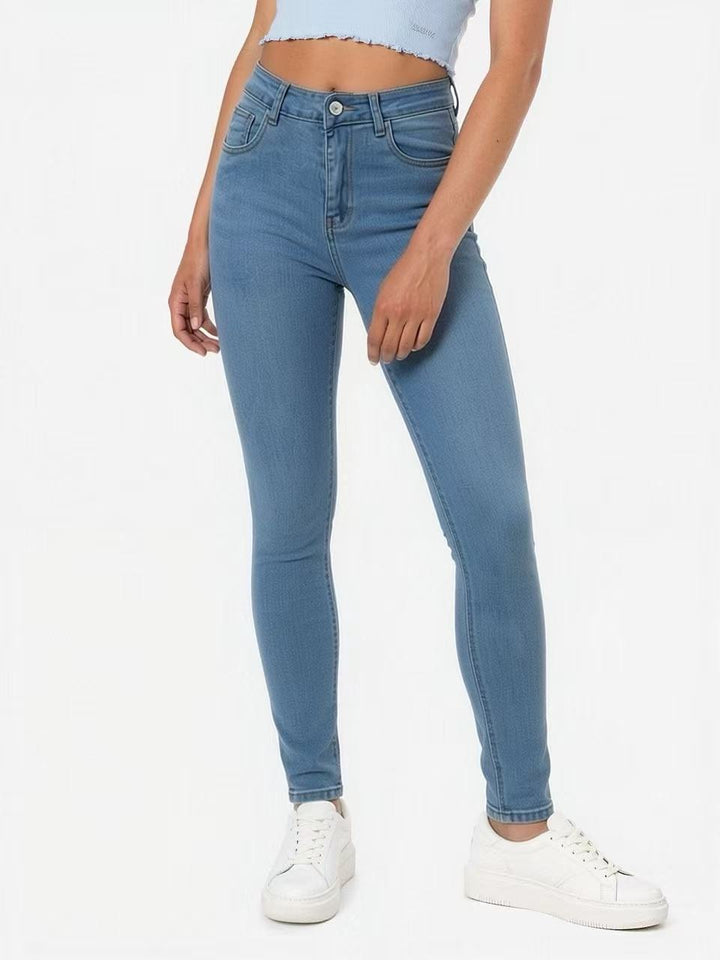 Damen hochgeschnittene Skinny-Jeans mit figurformendem Stretch und knöchellanger Passform Nord Taschen