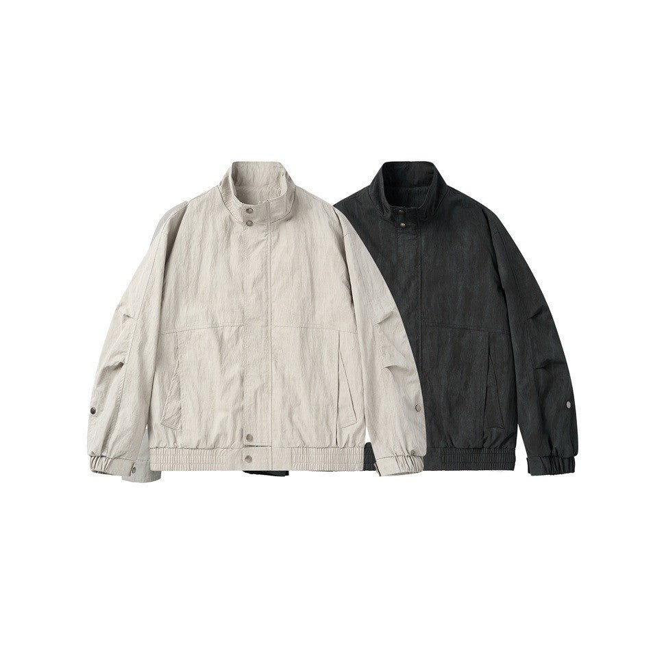 Unisex Kurzblouson im minimalistischen Workwear‑Look mit hohem Stehkragen und Druckknopfverschluss Nord Taschen