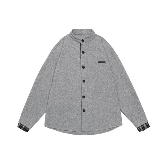 Unisex Oversize-Hemdjacke im Sweat-Overlay mit Stehkragen und karierter Innenmanschette Nord Taschen