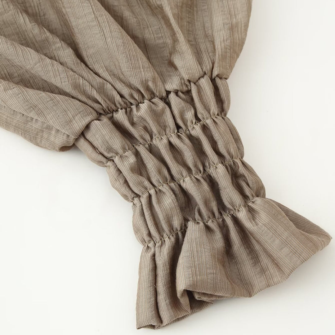 Damen Romantische Rüschenbluse im Boho-Stil mit Bindeband und gerafften Manschetten Nord Taschen