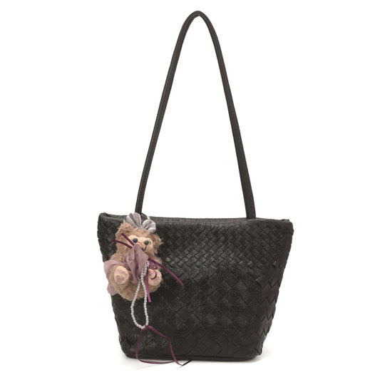 Damen modische Einkaufstasche mit geflochtenem Design und niedlichem Anhänger Nord Taschen