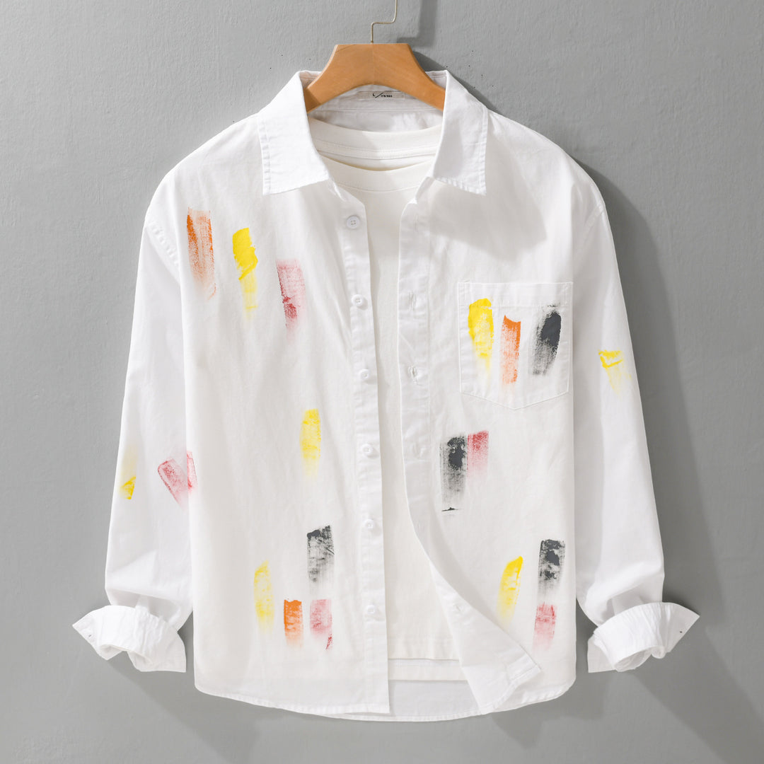 Unisex Bedrucktes Baumwoll-Overshirt im Künstlerprint mit Brusttasche Nord Taschen