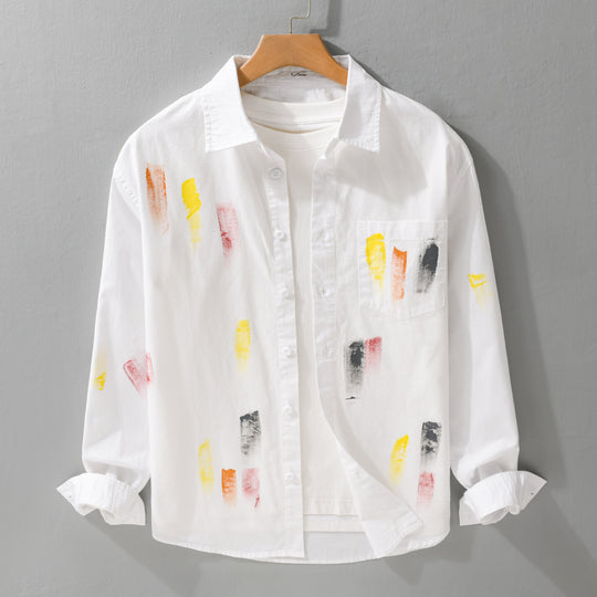 Unisex Bedrucktes Baumwoll-Overshirt im Künstlerprint mit Brusttasche Nord Taschen