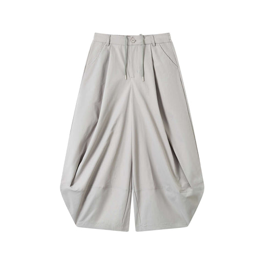 Damen Weite High-Waist Bermuda-Hose mit Bundfalten und Kordel Nord Taschen