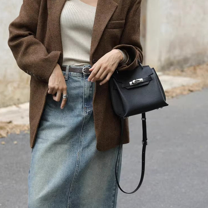 Damen Luxus-Handtasche mit strukturiertem Leder und elegantem Verschluss Nord Taschen