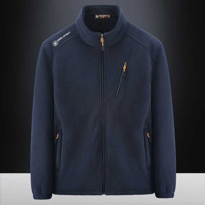 Herren Warme Microfleece-Outdoorjacke mit Brustreißverschluss, Seitentaschen und Stehkragen Nord Taschen