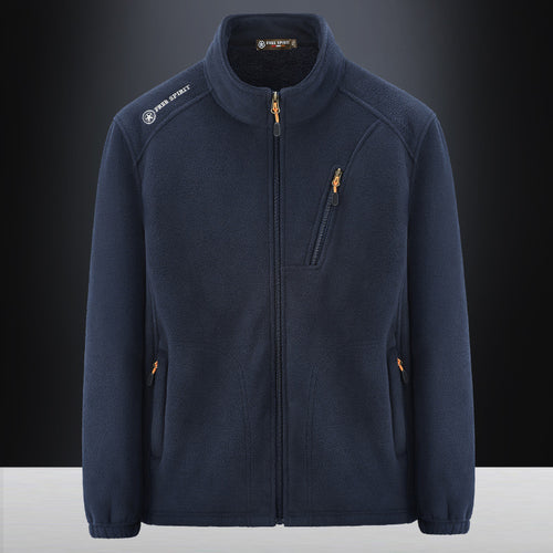 Herren Warme Microfleece-Outdoorjacke mit Brustreißverschluss, Seitentaschen und Stehkragen Nord Taschen