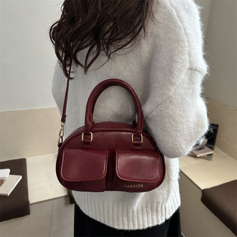 Damen stylische Lederhandtasche mit doppelten Fronttaschen Nord Taschen