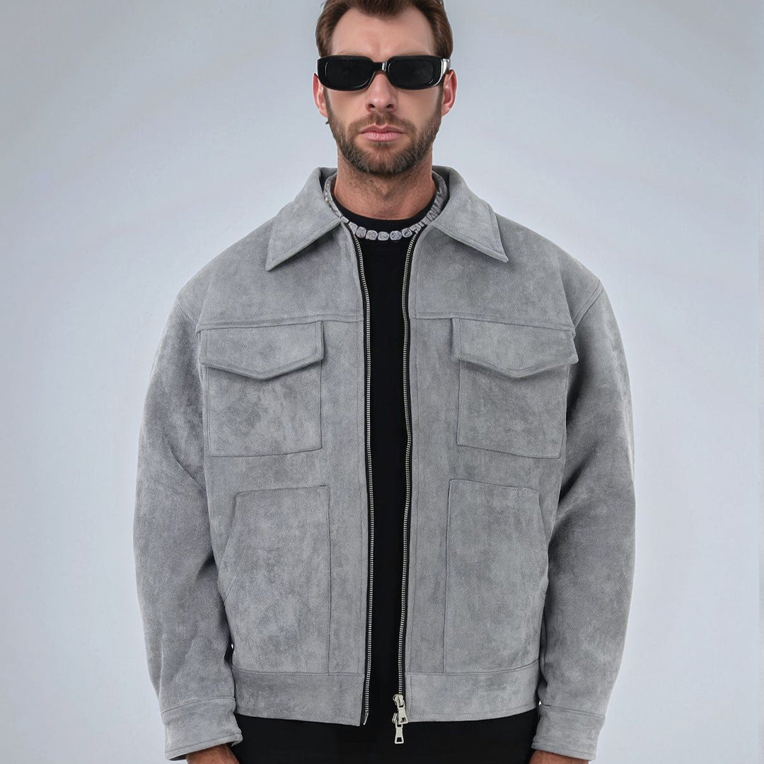 Herren modische und bequeme Übergangsjacke mit großen Taschen