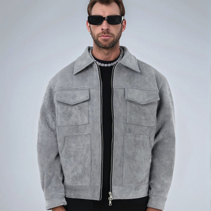 Herren modische und bequeme Übergangsjacke mit großen Taschen