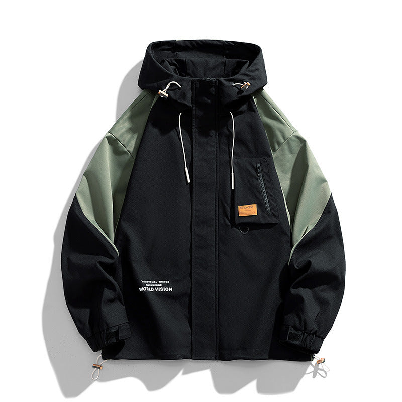 Herren Wasserabweisende Kapuzen-Fieldjacke im Colorblock-Utility-Design mit Brusttasche Nord Taschen