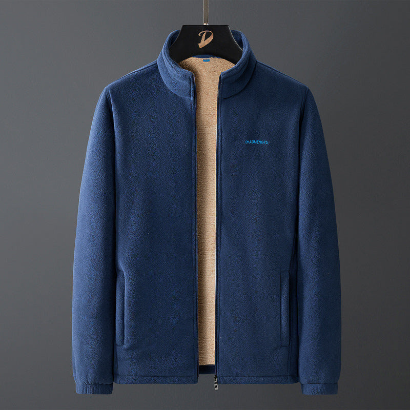 Herren Thermo-Fleecejacke mit Teddy-Innenfutter, verdecktem Reißverschluss und Stehkragen Nord Taschen