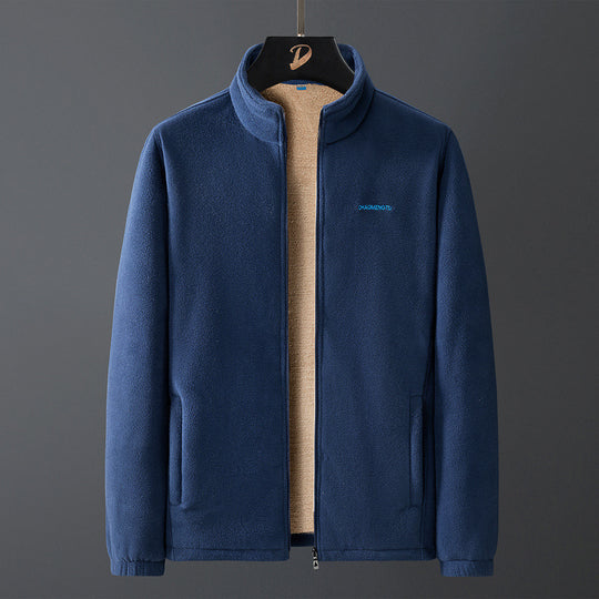 Herren Thermo-Fleecejacke mit Teddy-Innenfutter, verdecktem Reißverschluss und Stehkragen Nord Taschen