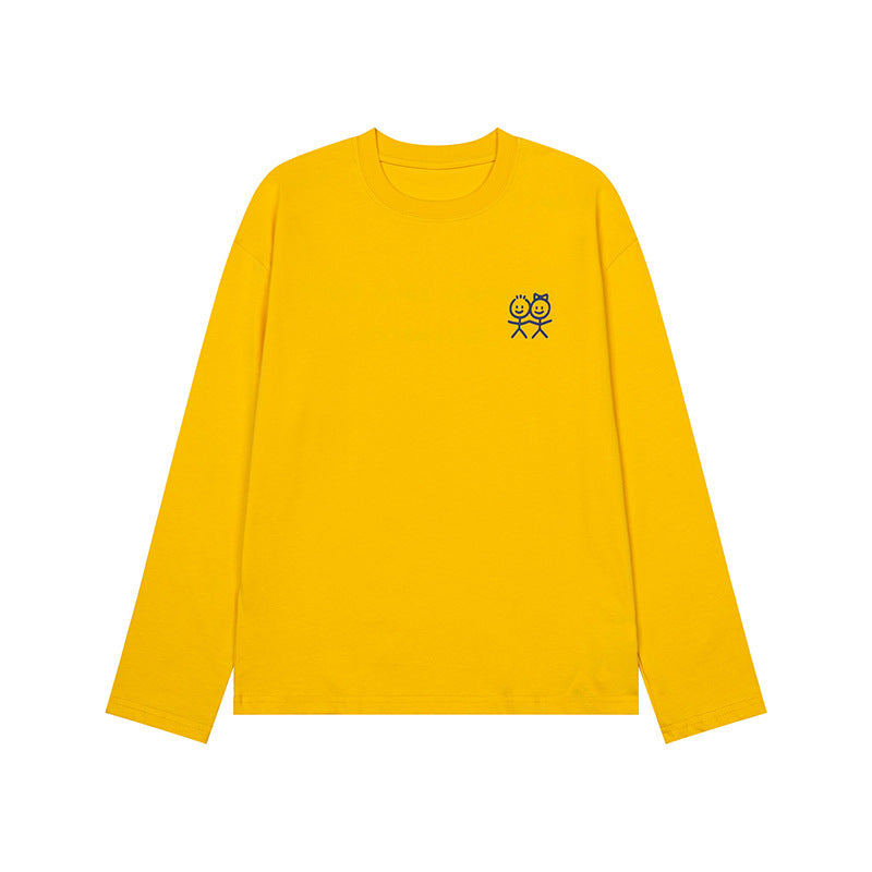 Unisex Langarm-Baumwollshirt mit minimalistischer Freundschafts-Stickerei Nord Taschen